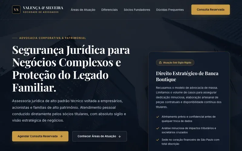 Demonstração visual do Modelo Advocacia (Advocacia)