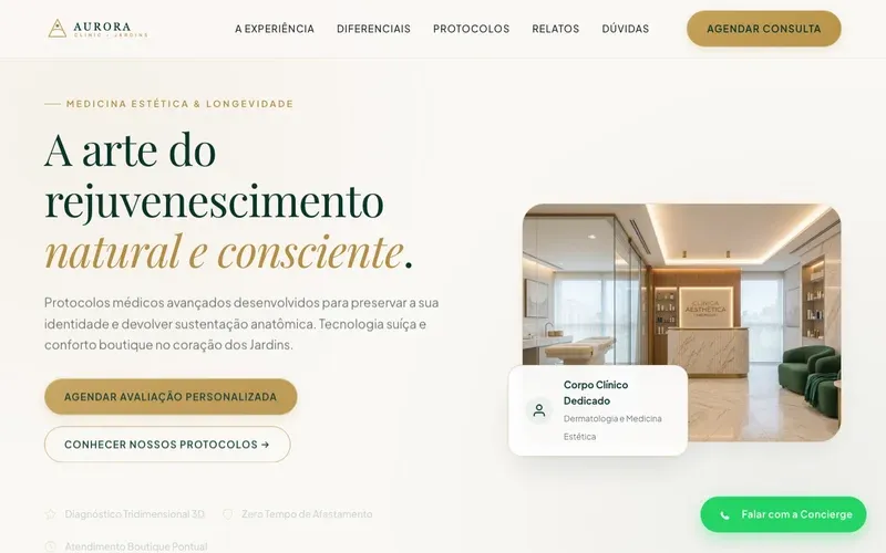 Demonstração visual do Modelo Clínica estética (Clínica estética)