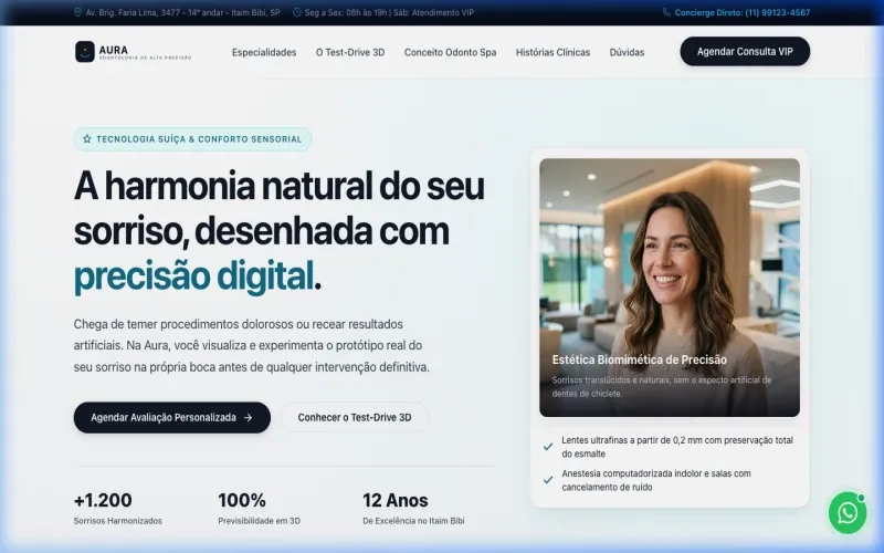 Demonstração visual do Modelo Odonto (Odontologia e lentes)