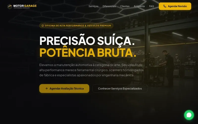 Demonstração visual do Modelo Oficina (Oficina premium)