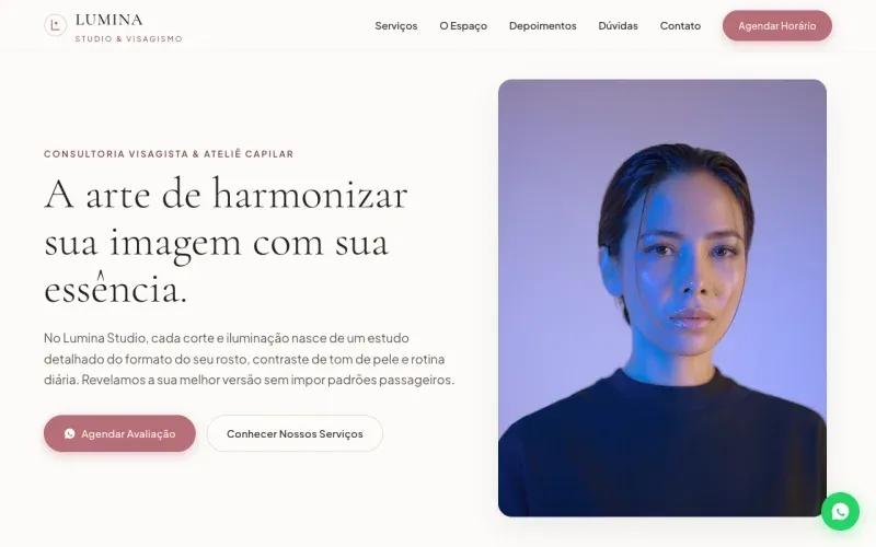 Demonstração visual do Modelo Salão (Salão de beleza)